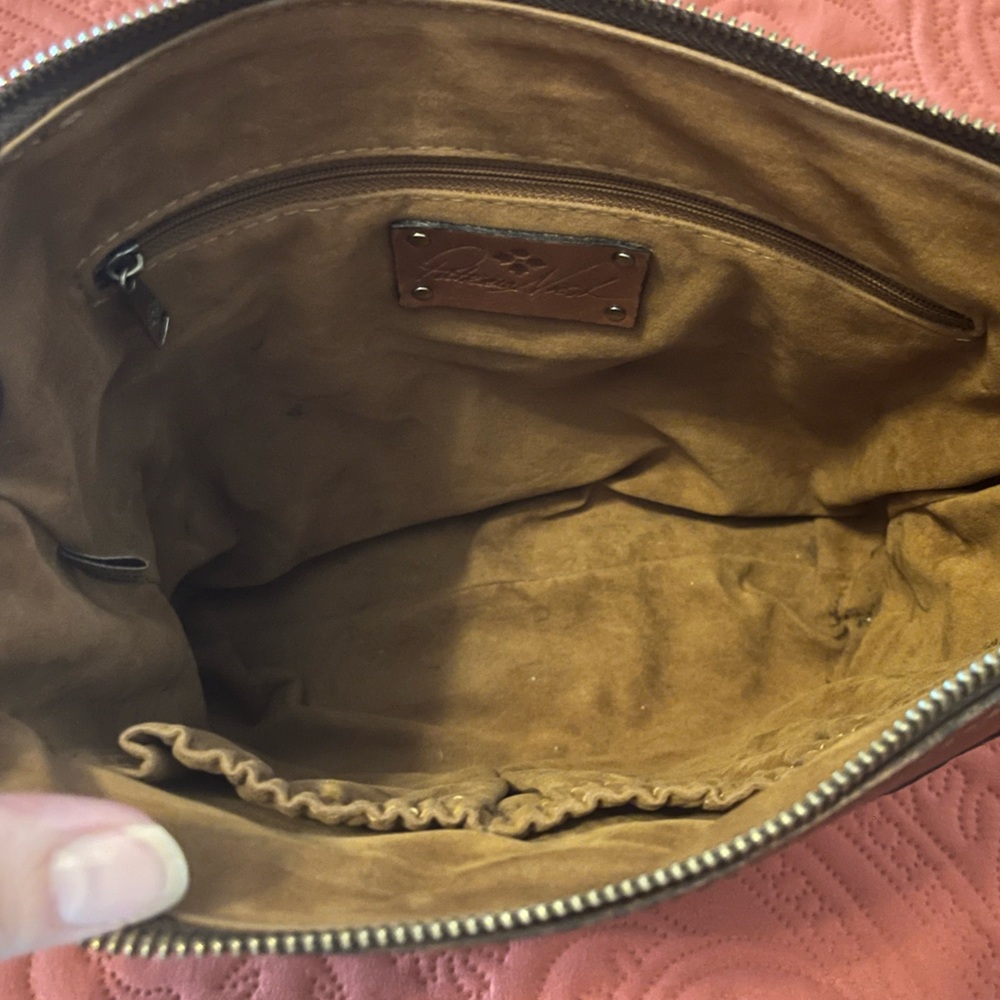 Patricia Nash Aveley British Brown Western Tooled Leather Crossbody Shoulder Bag - Picture 15 of 16
